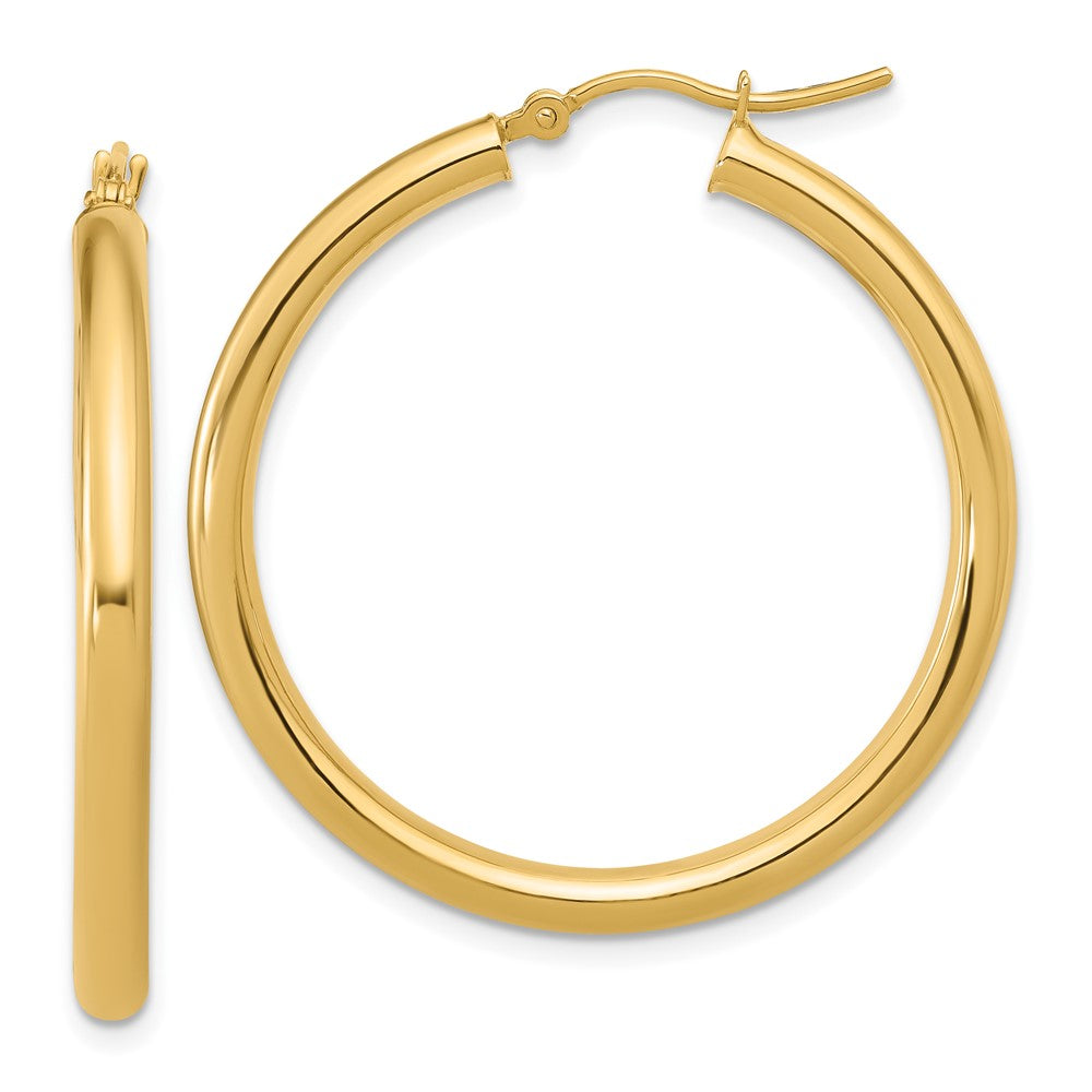 Polished;14k Yellow gold;Hinged post