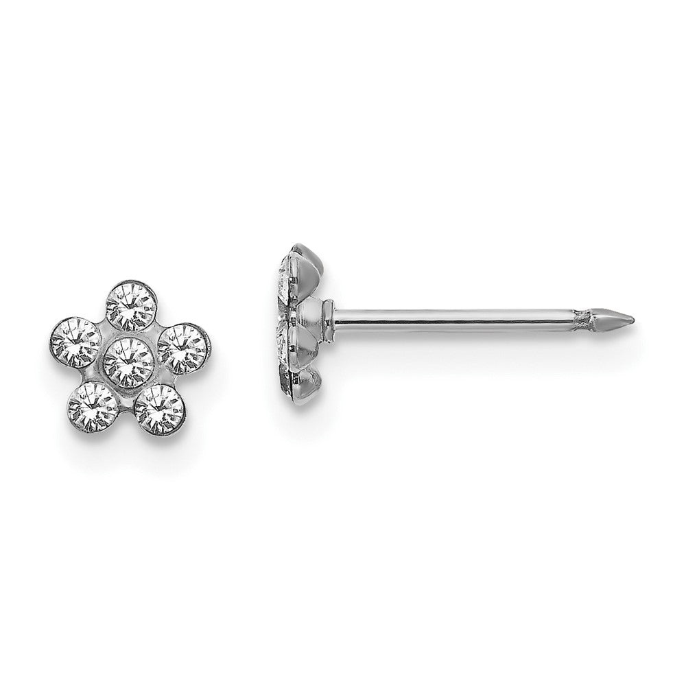 Polished;14K White gold;Post;Crystal