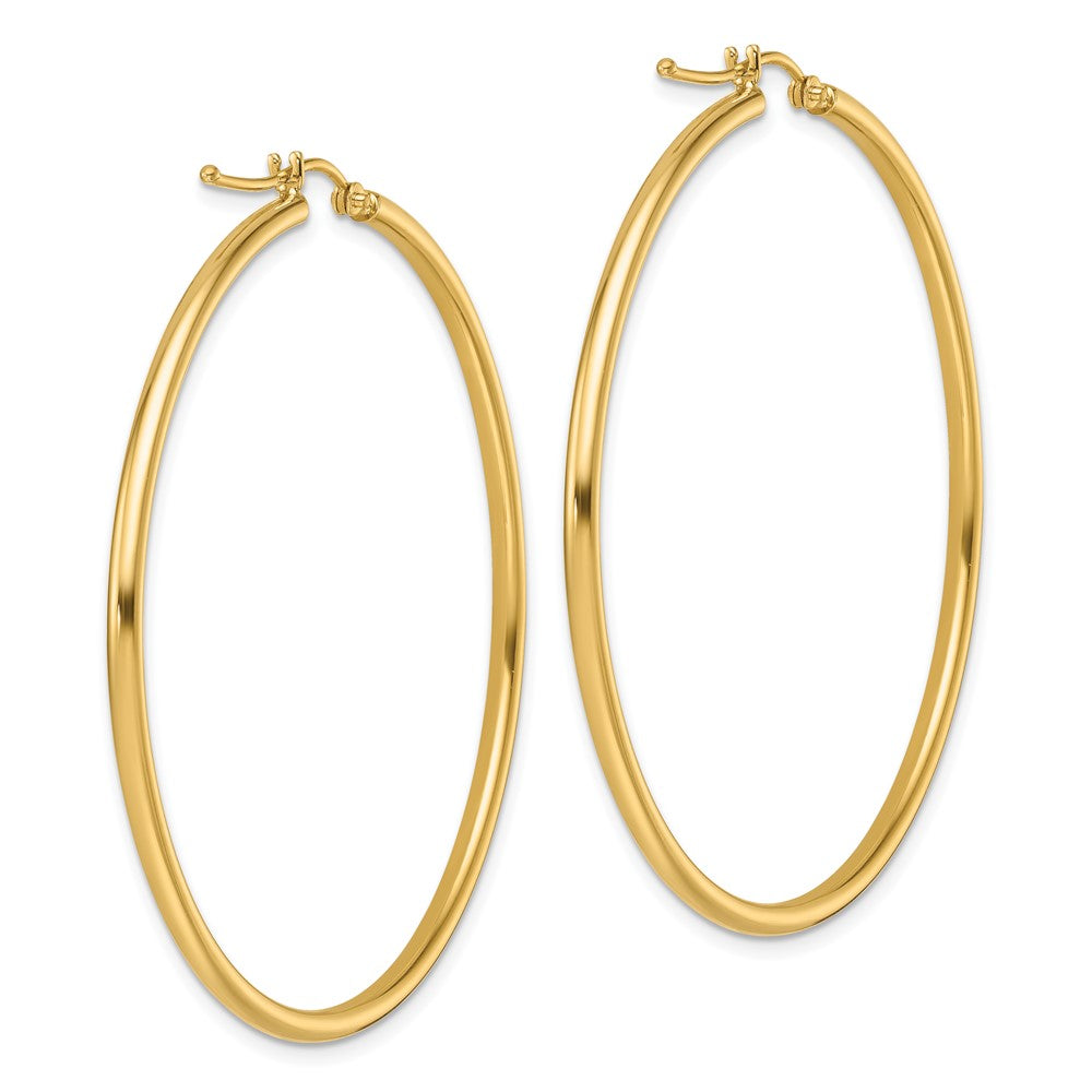 14K Polished 2mm Hoop Earrings