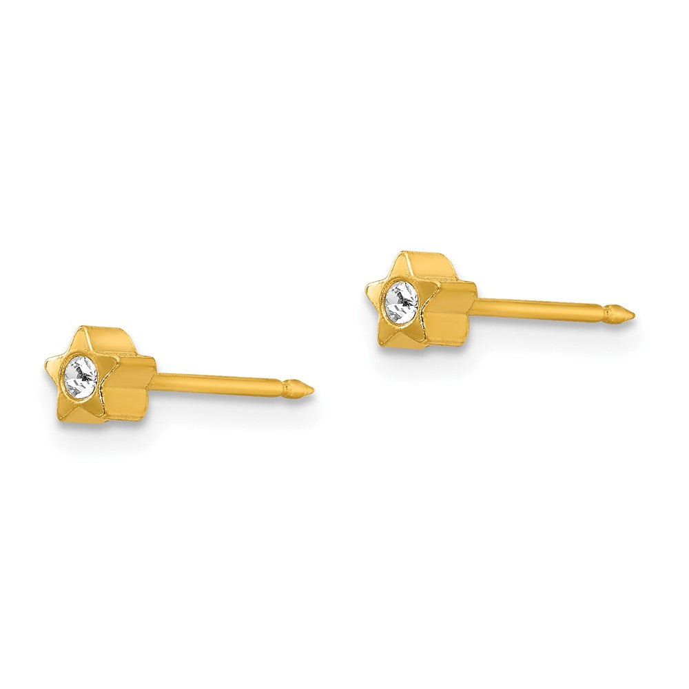 Inverness Stainless Steel 24K Gold-plated Star with Crystal Earrings