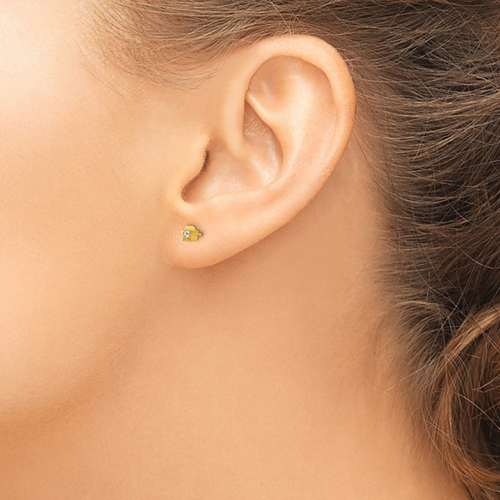 Inverness Stainless Steel 24K Gold-plated Star with Crystal Earrings