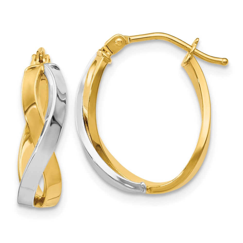 Polished;14K Two-tone;Hinged hoop