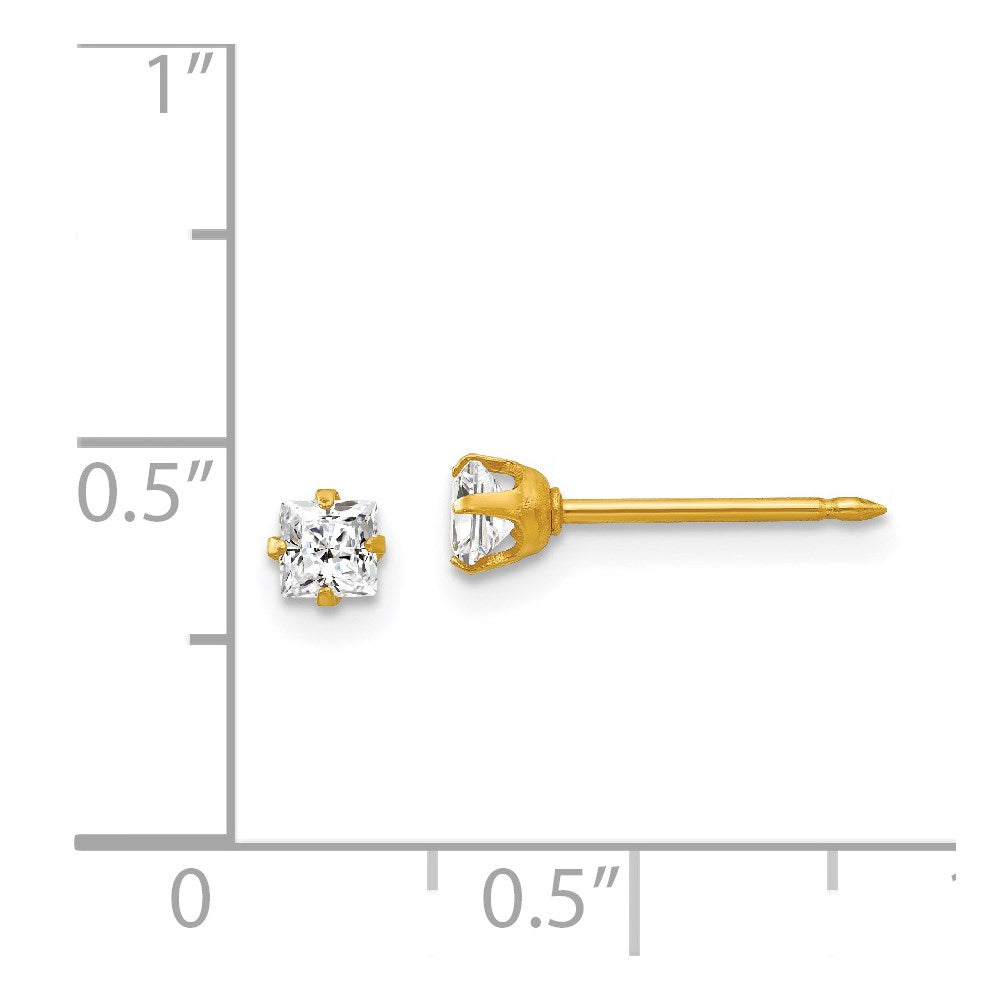 Inverness 18k 3mm Square CZ Earrings