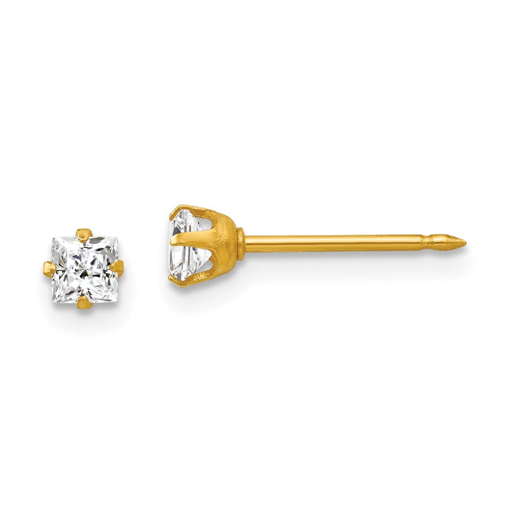 Polished;Post;18k Yellow gold;Crystal