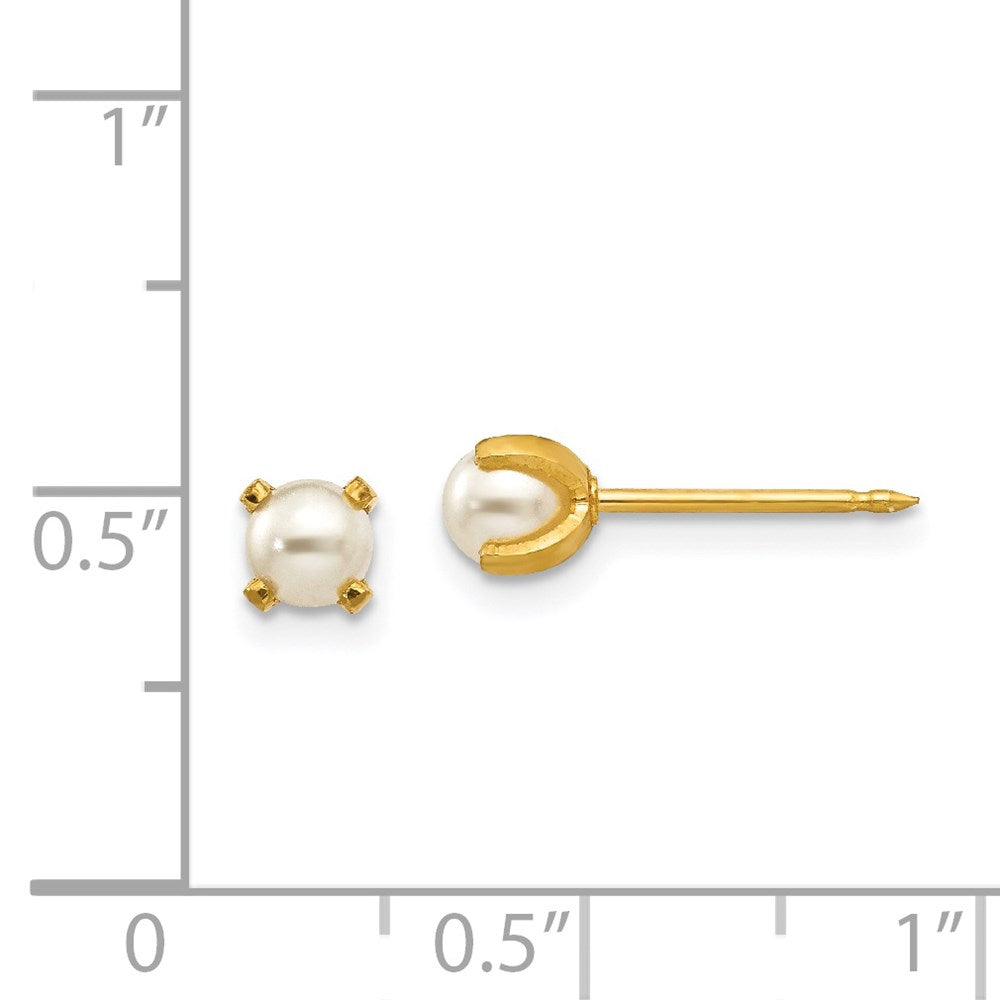 Inverness 18k 4mm Prong Simulated Pearl Earrings
