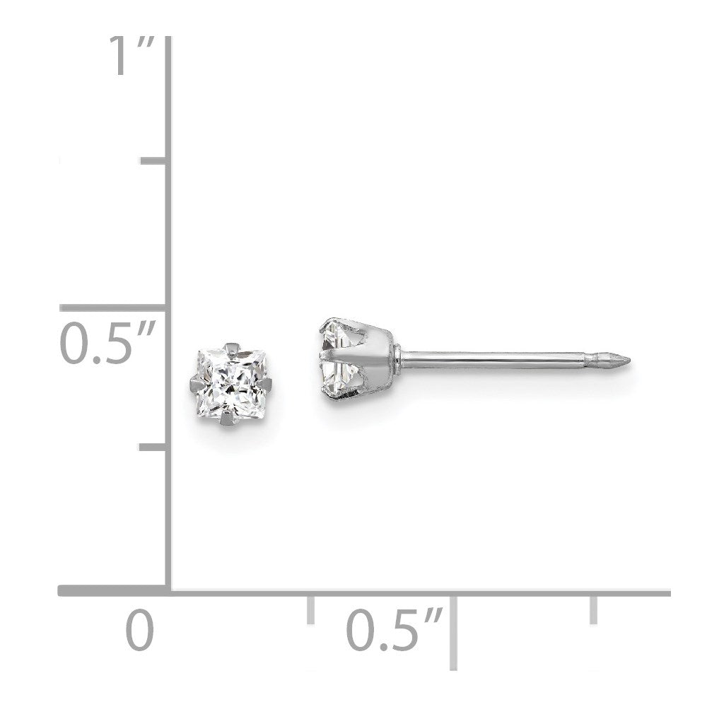 Inverness 18k White 3mm Square CZ Earrings