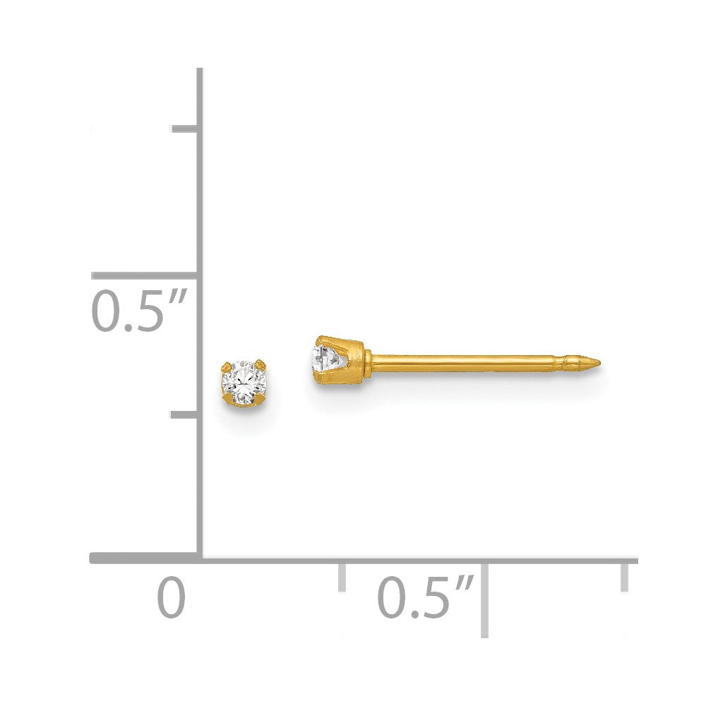 Inverness 18k 2mm CZ Post Earrings