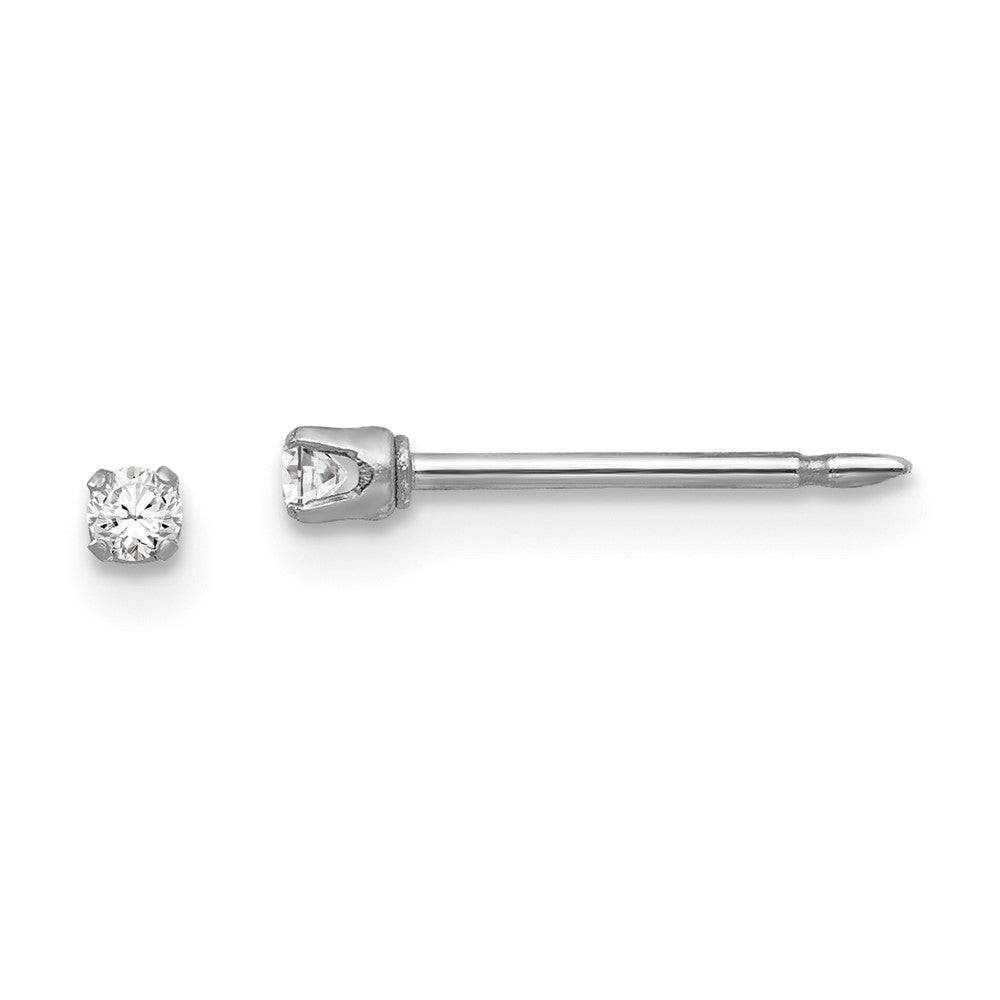 Polished;14K White gold;Post;CZ