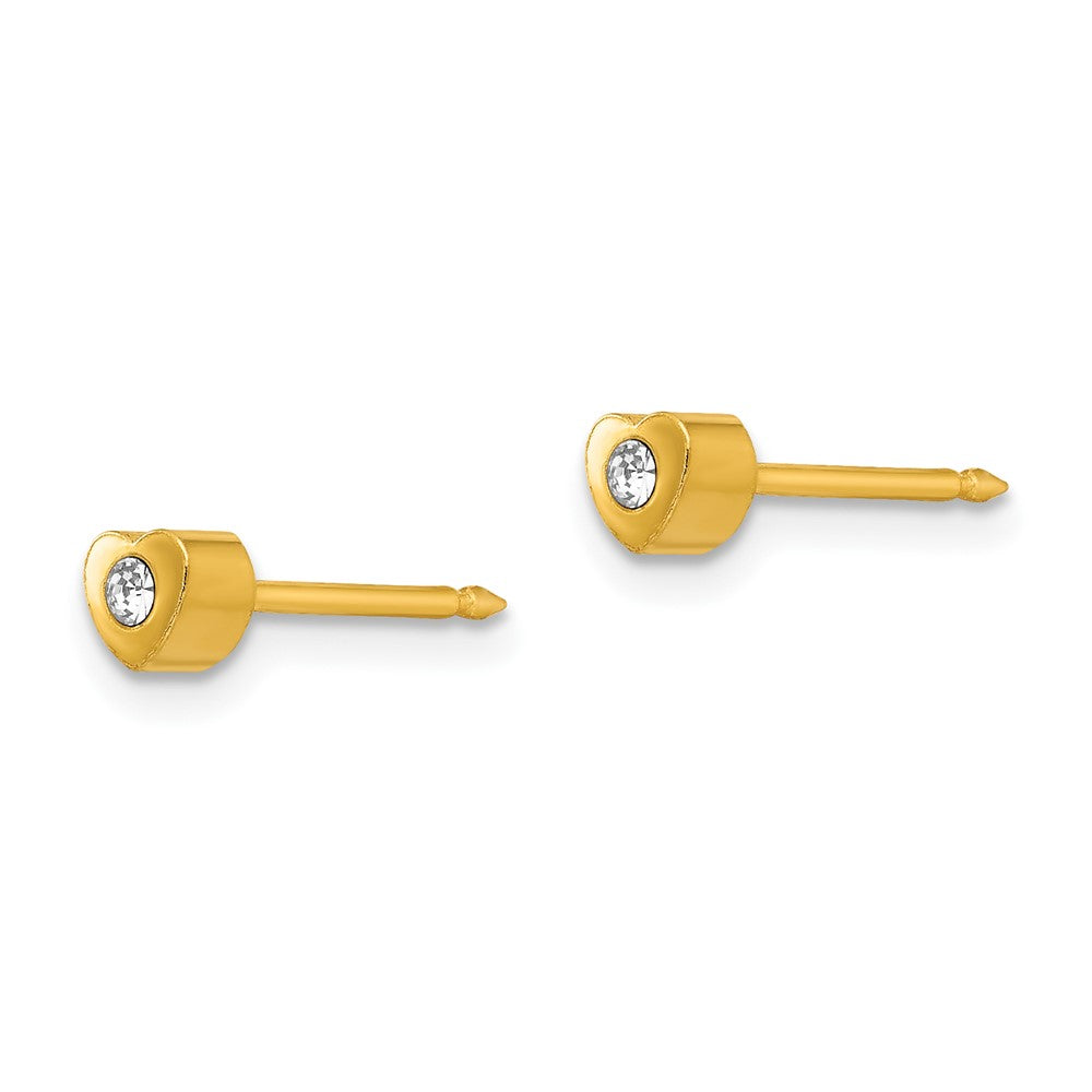 Inverness Stainless Steel 24K Gold-plated Heart with Crystal Earrings