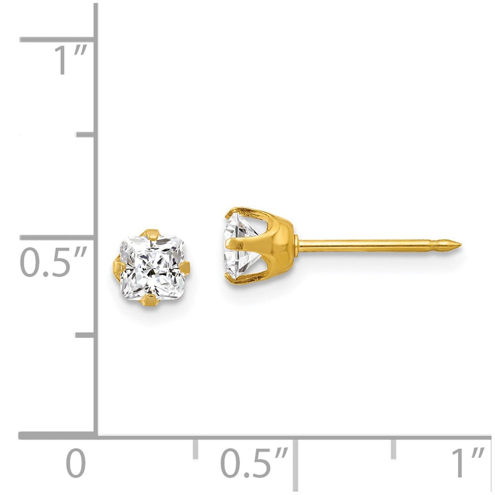 Inverness 14k 5mm Sq. Princess CZ Post Earrings