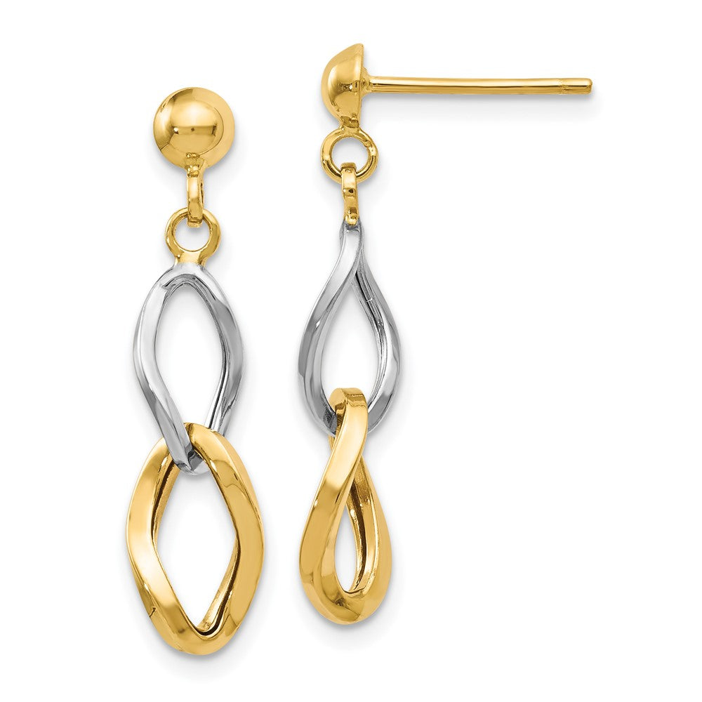 Polished;14K Two-tone;Post;Dangle