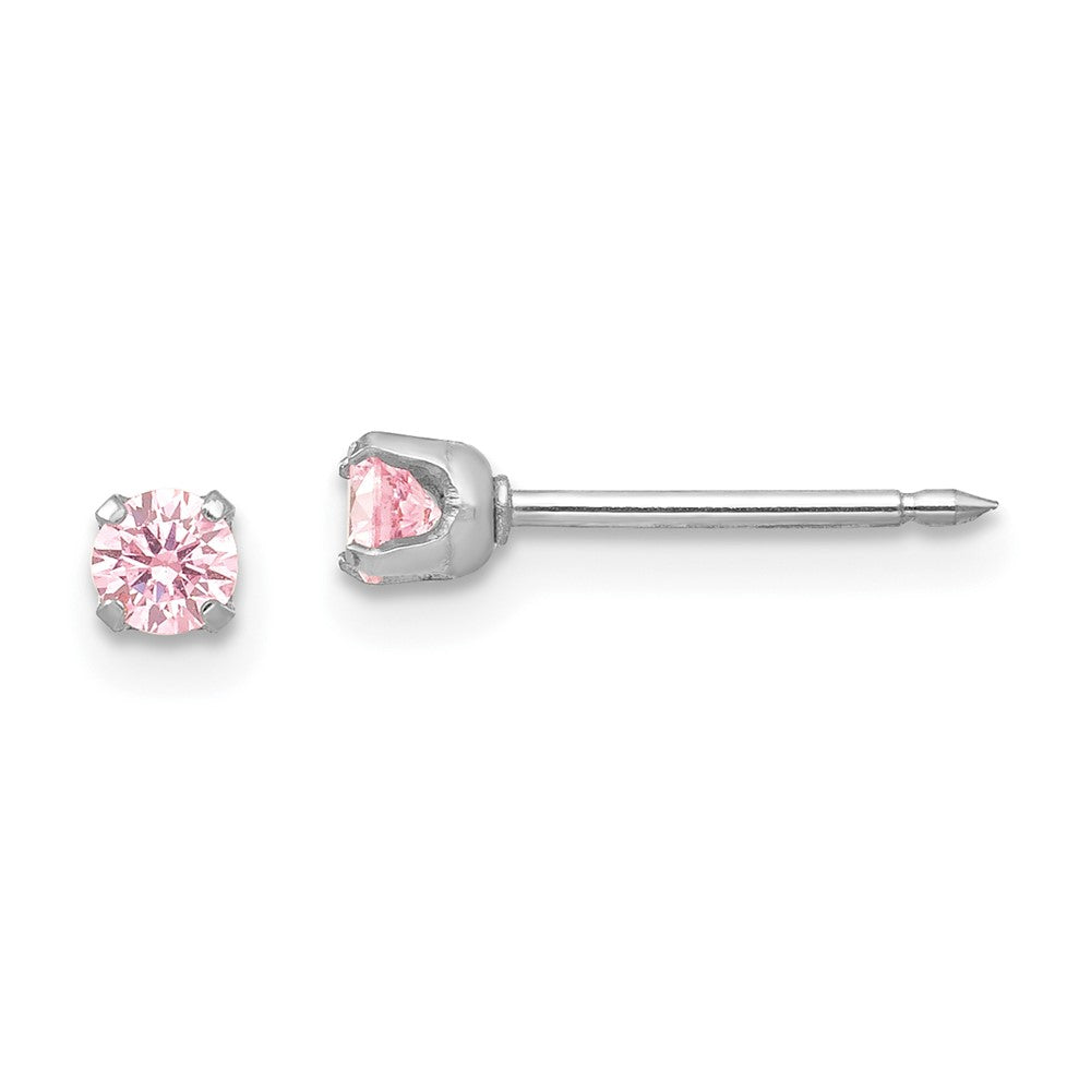 Polished;14K White gold;Post;Crystal