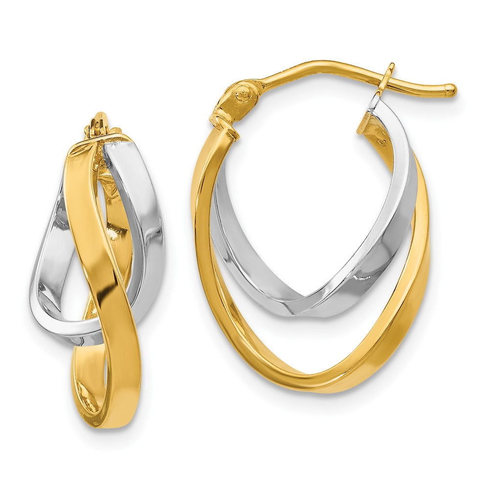 Polished;14K Two-tone;Hinged post