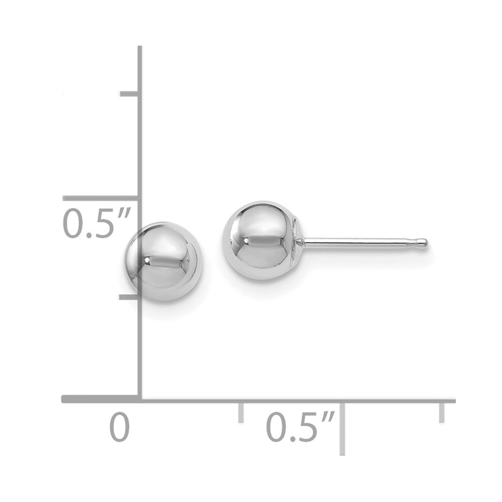 14K White Gold Polished 5mm Ball Post Earrings