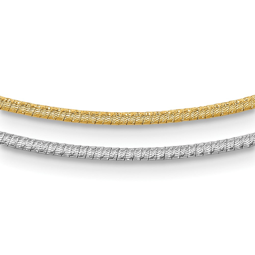 14K Two-tone;Lobster;Reversible;Adjustable;16in Chain