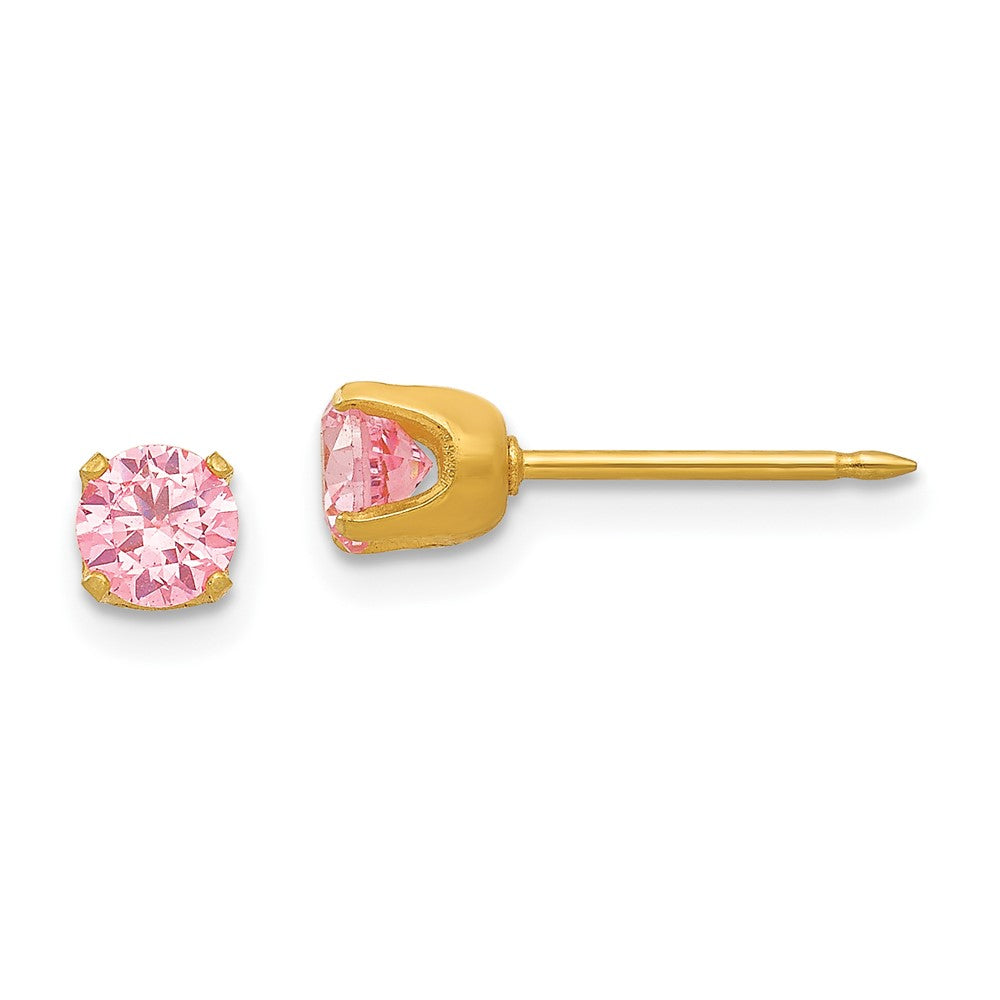 Polished;Post;CZ;24k gold-plated