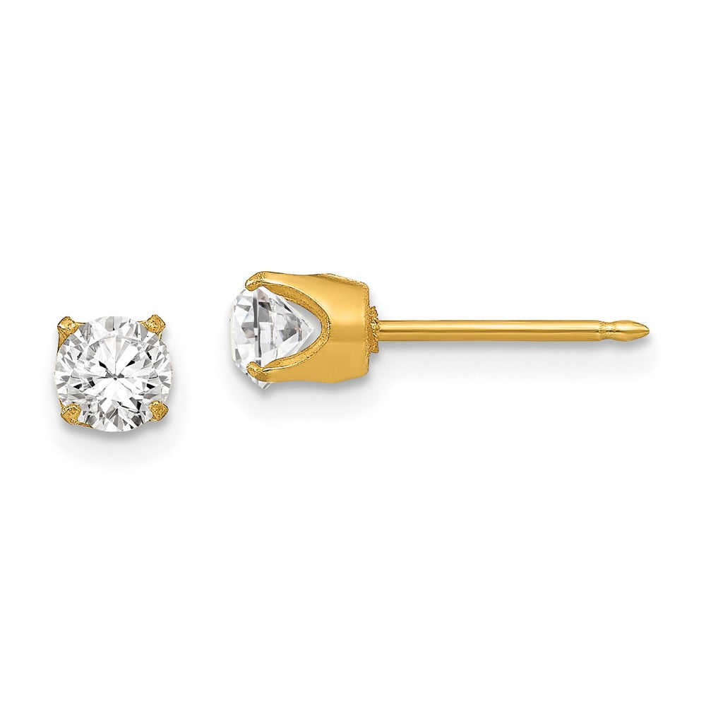 Polished;Post;CZ;24k gold-plated