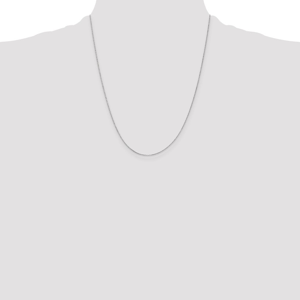 14K White Gold .5mm Baby Box with Lobster Clasp Chain