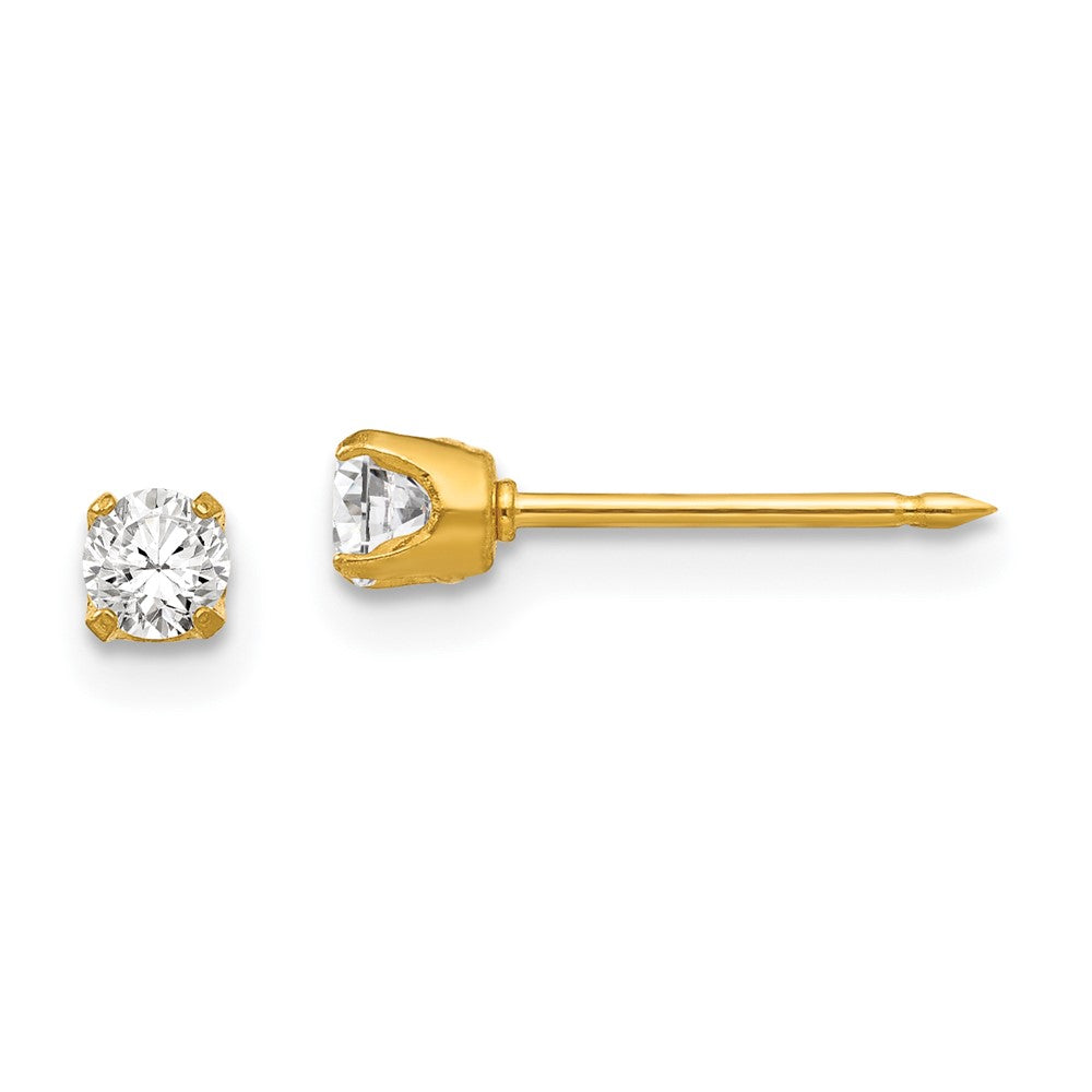 Polished;Post;CZ;24k gold-plated