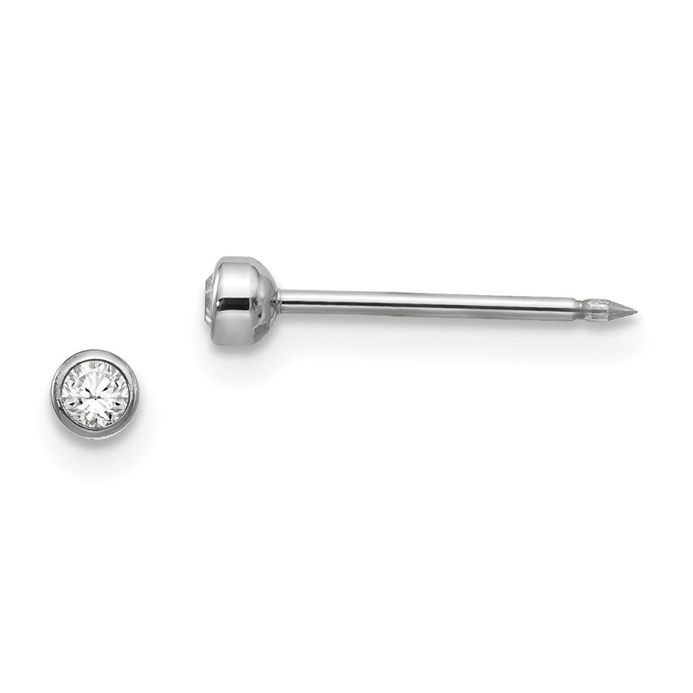 Polished;14K White gold;Post;Crystal