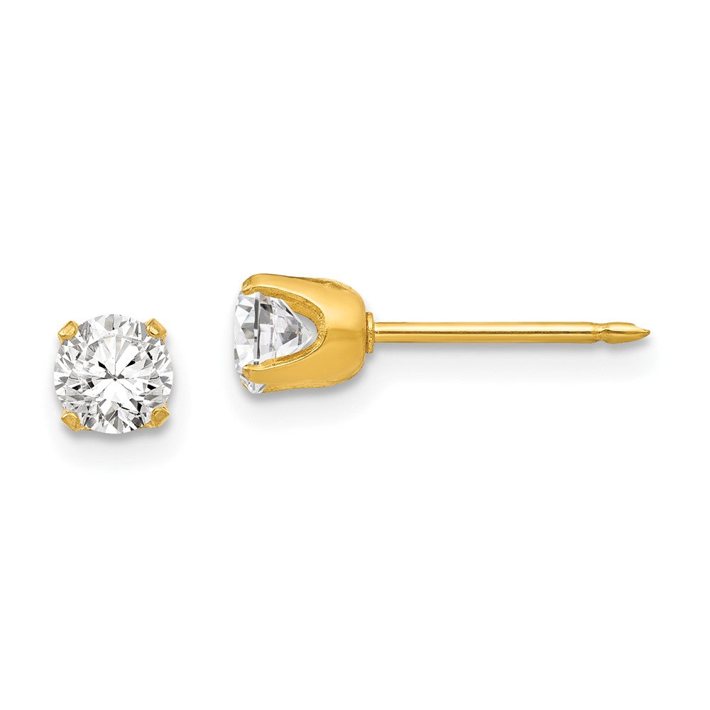 Polished;Post;CZ;24k gold-plated