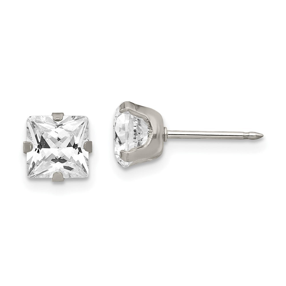 Polished;Post;CZ;Palladium-plated