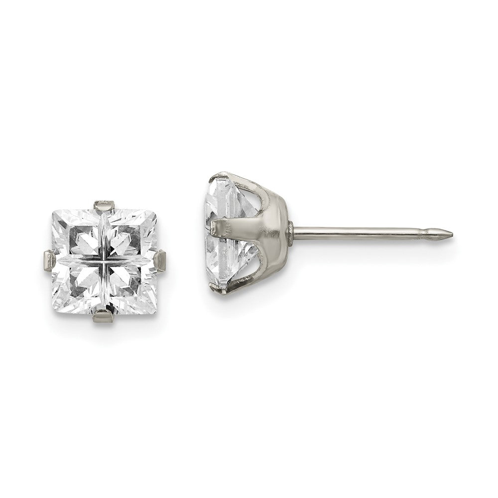 Polished;Post;CZ;Palladium-plated
