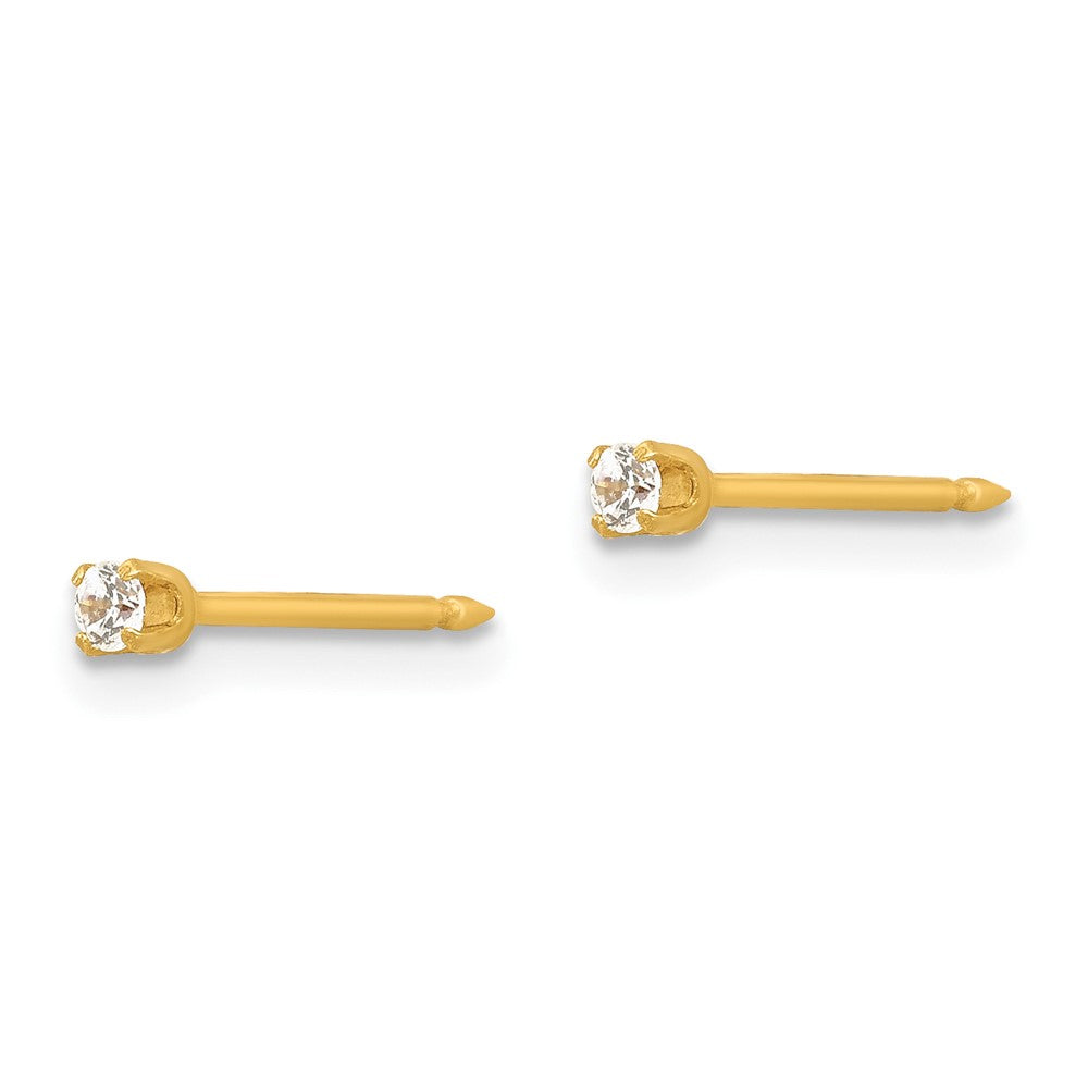 Inverness Stainless Steel 24K Gold-plated 2mm CZ Post Earrings