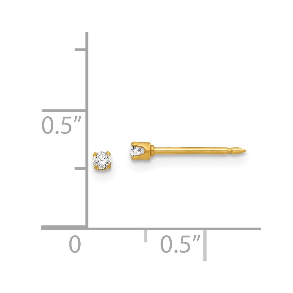 Inverness Stainless Steel 24K Gold-plated 2mm CZ Post Earrings
