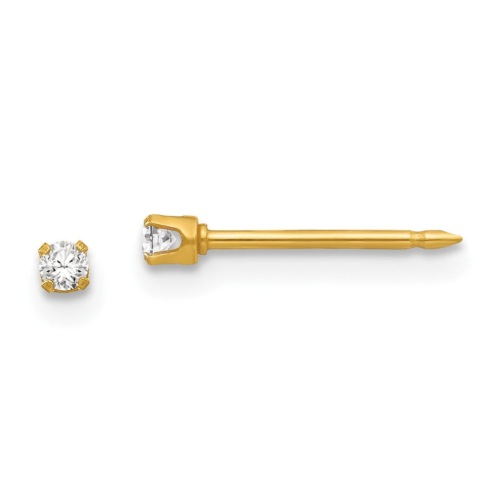 Polished;Post;CZ;24k gold-plated