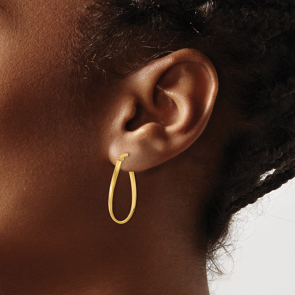 14K Polished Oval Hoop Earrings