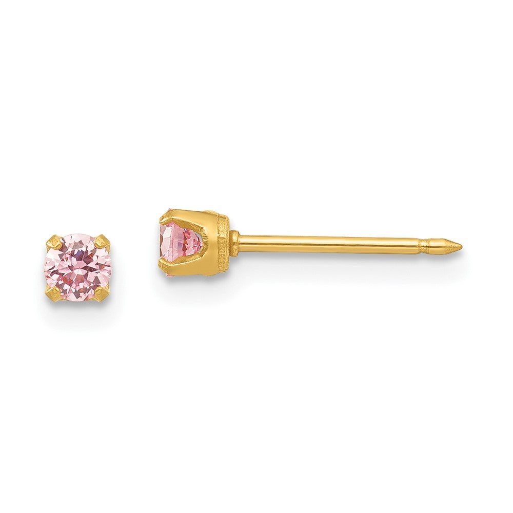 Polished;Post;CZ;24k gold-plated