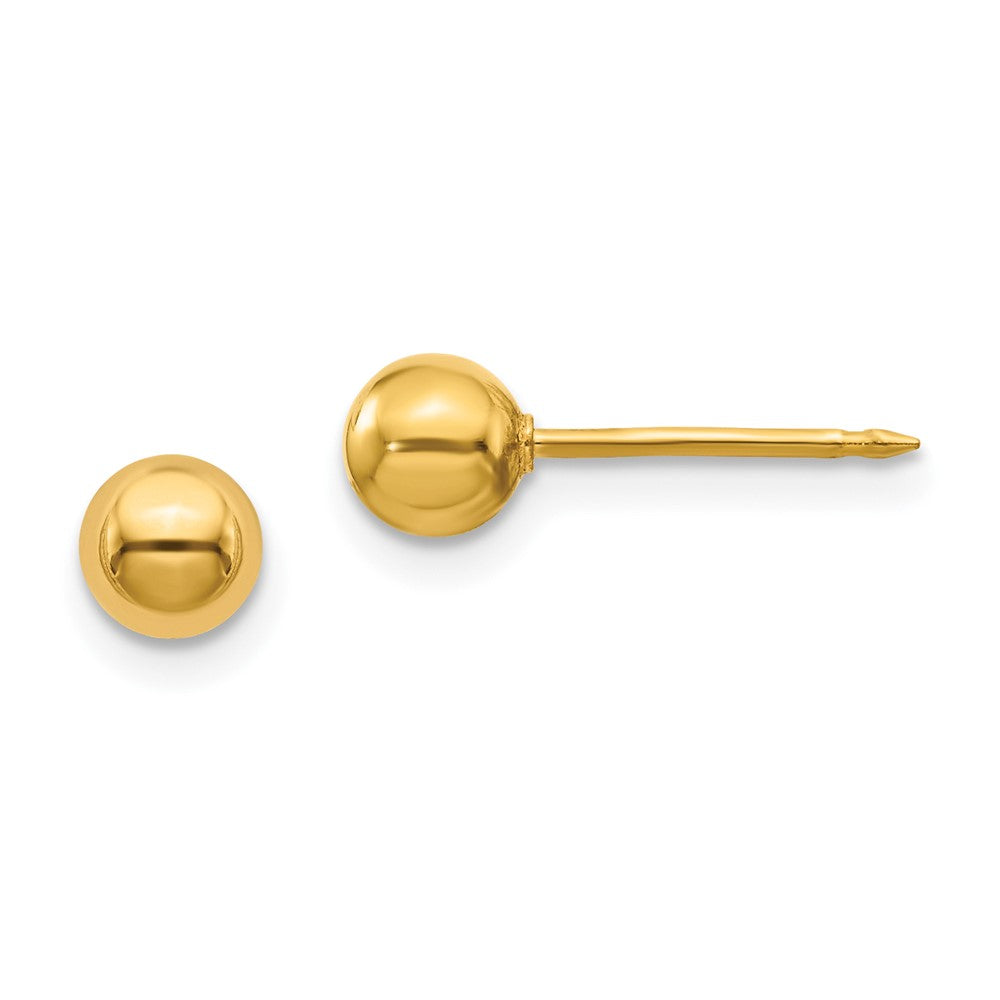 Polished;14k Yellow gold;Hollow;Post
