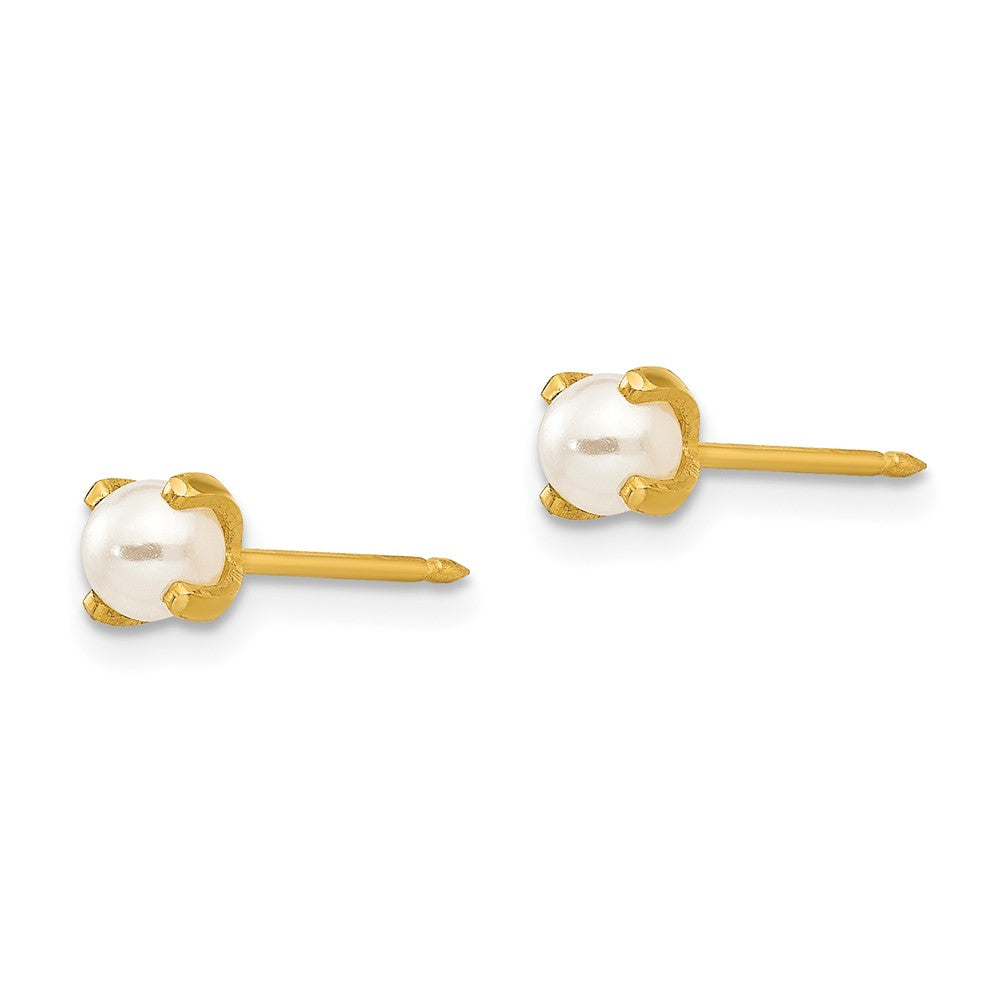 Inverness Stainless Steel 24K Gold-plated 4mm Simulated Pearl Earrings