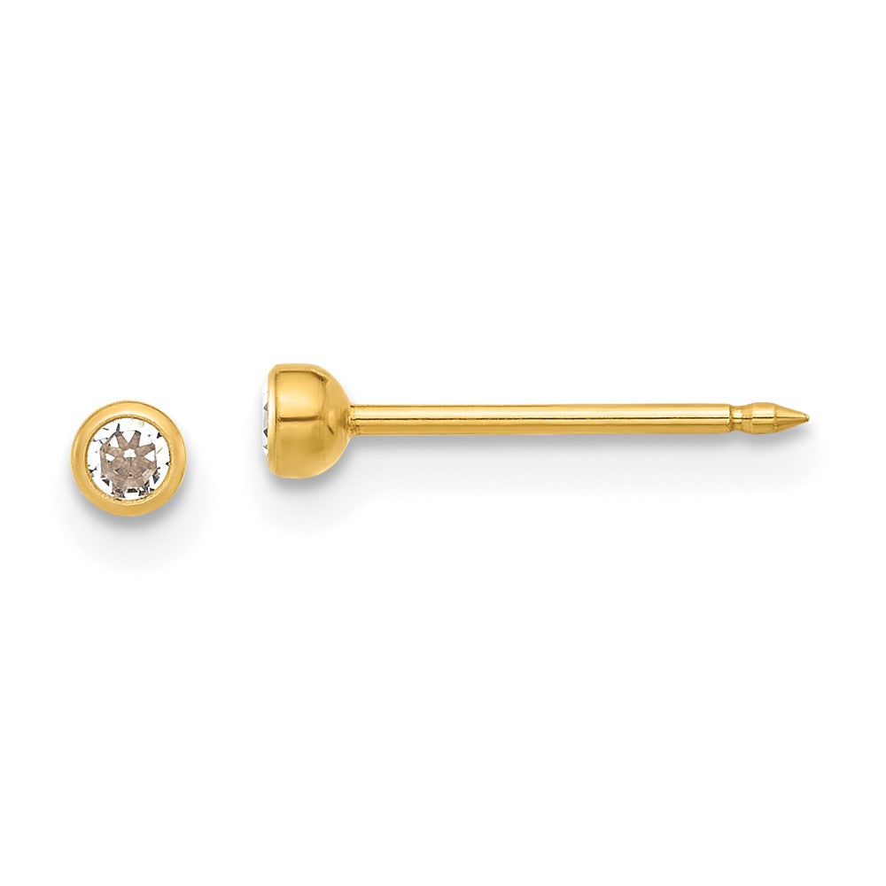 Polished;14K White gold;Post