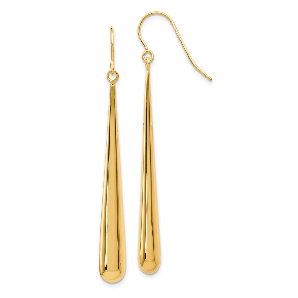 Polished;14k Yellow gold;Shepherd hook;Dangle