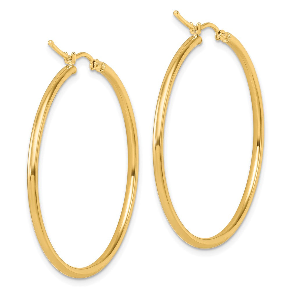 14K 2x40mm Polished Hoop Earrings
