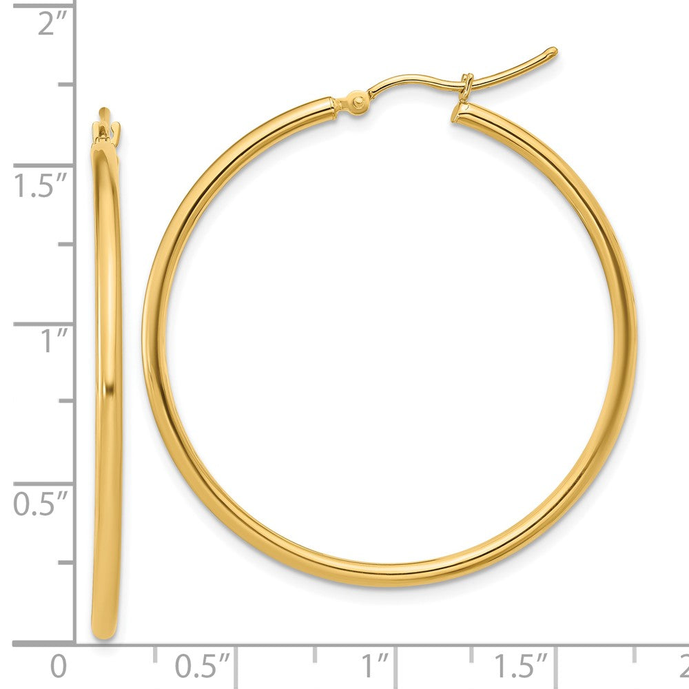 14K 2x40mm Polished Hoop Earrings