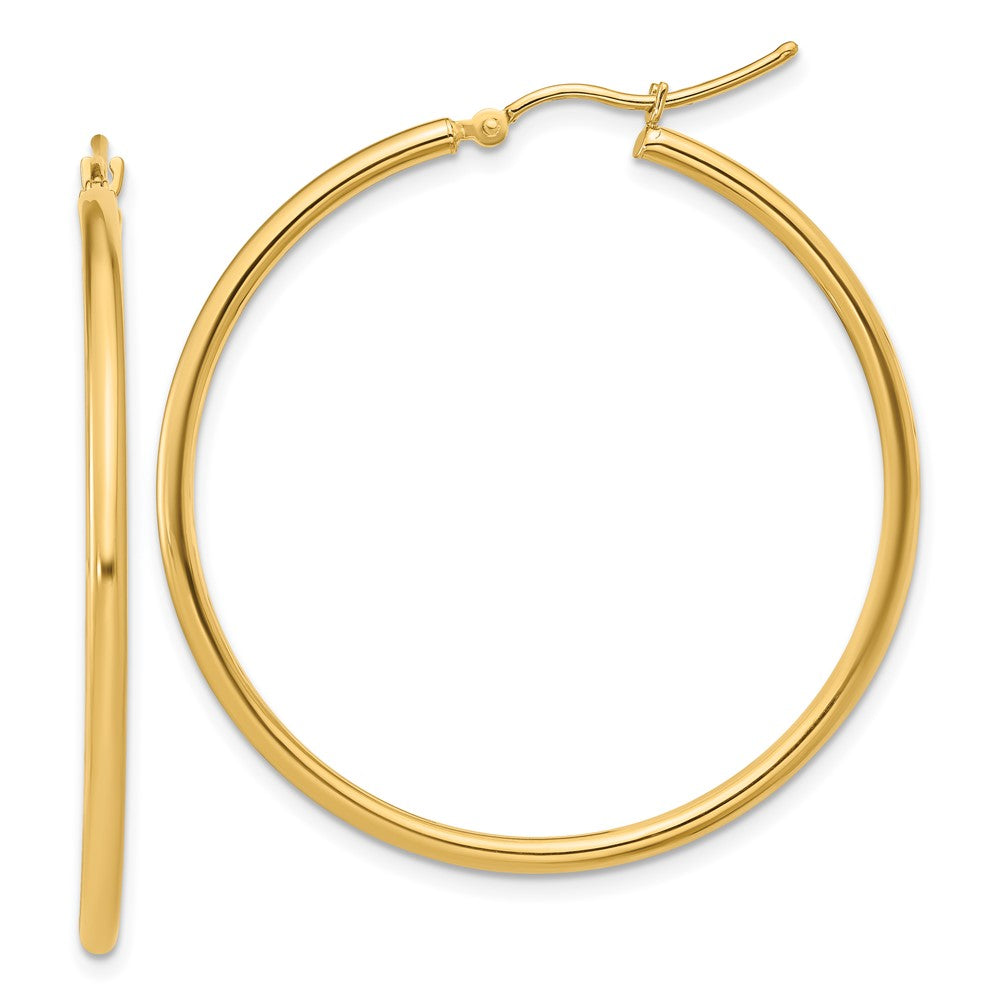 Polished;14k Yellow gold;Hinged post