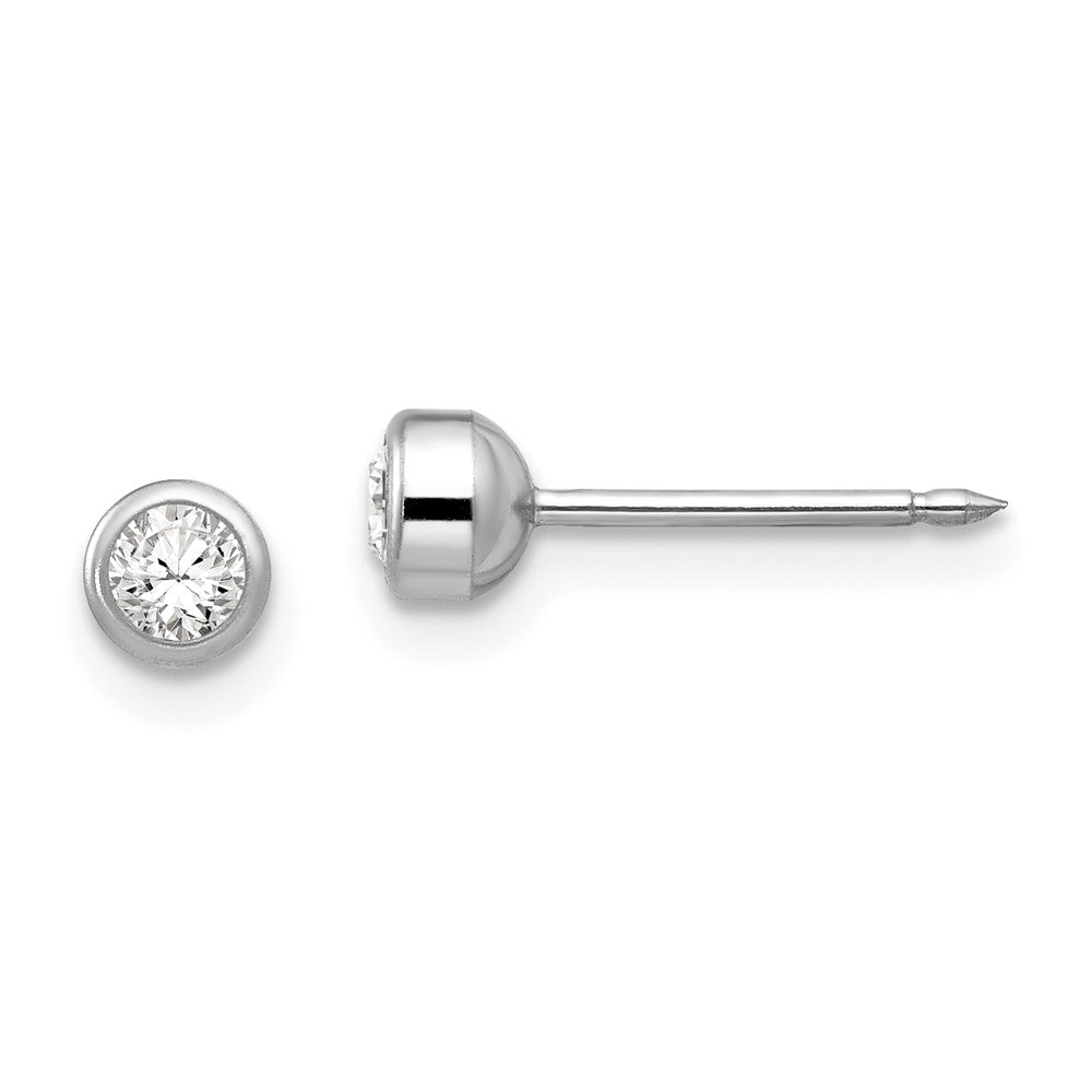 Polished;14K White gold;Post;Bezel;Crystal
