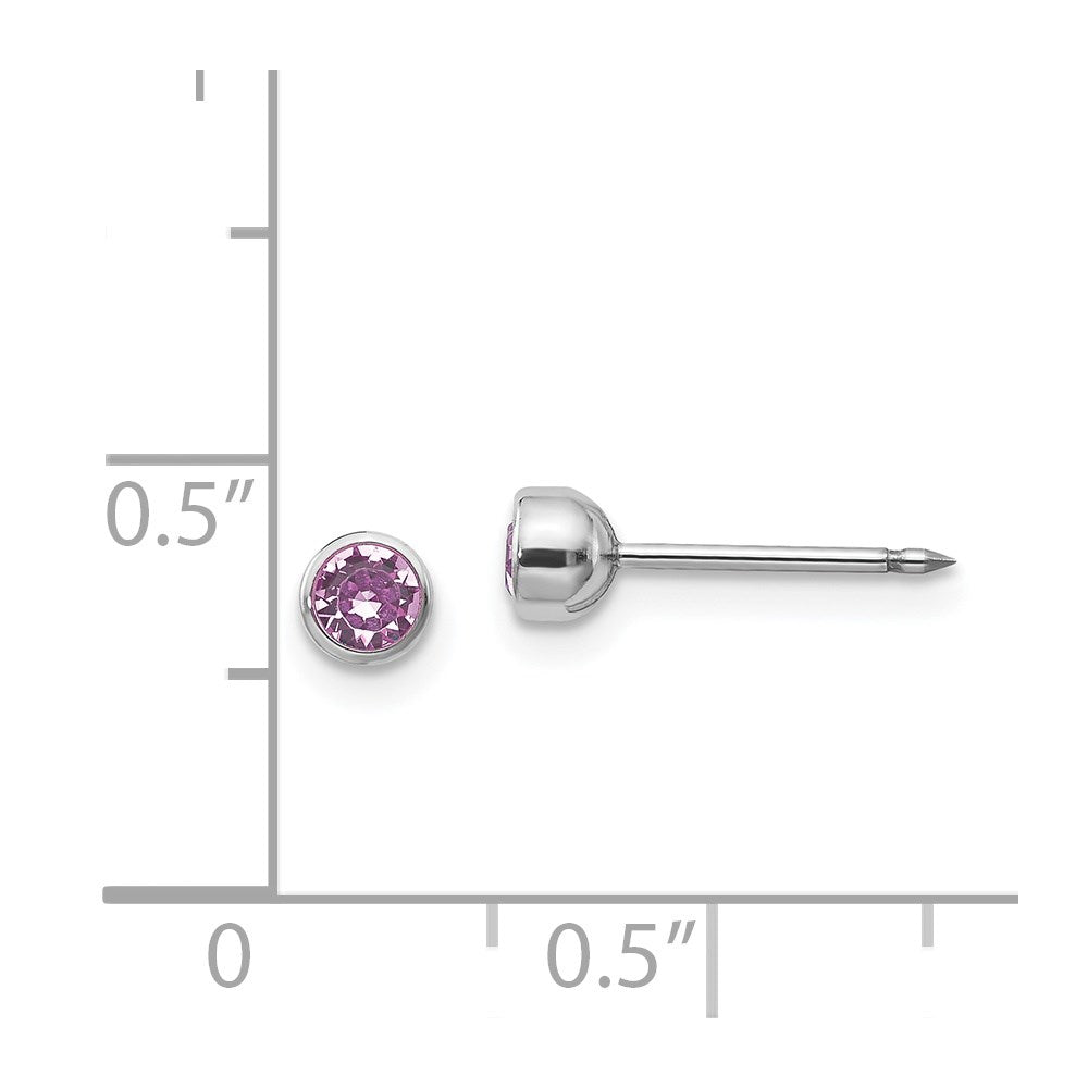 Inverness 14k White Gold 4mm June Crystal Bezel Earrings