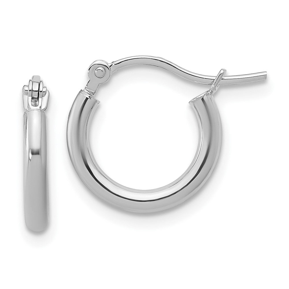 Polished;14K White gold;Hinged post