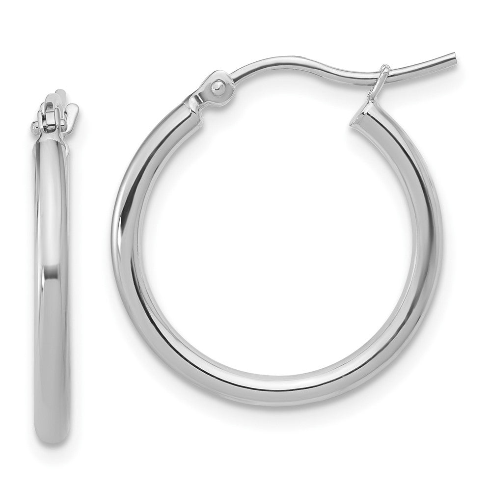 Polished;14K White gold;Hinged post