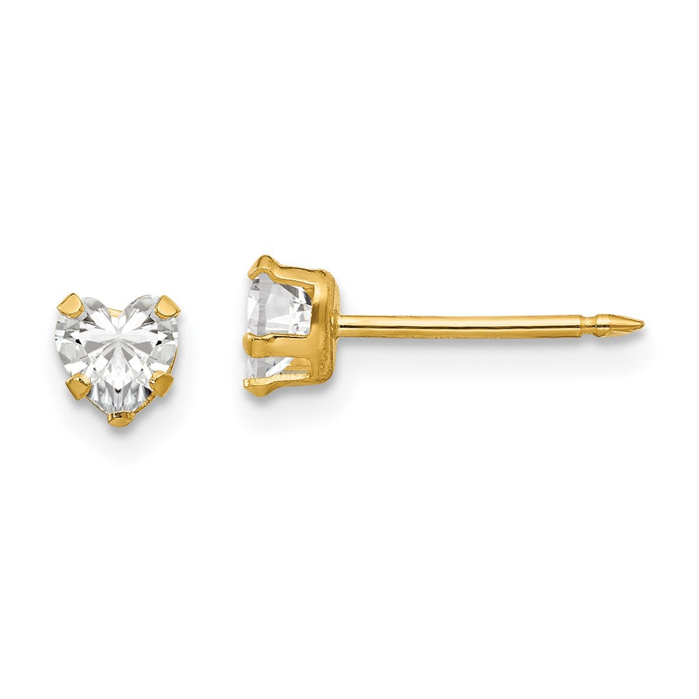 Polished;14k Yellow gold;Post;CZ