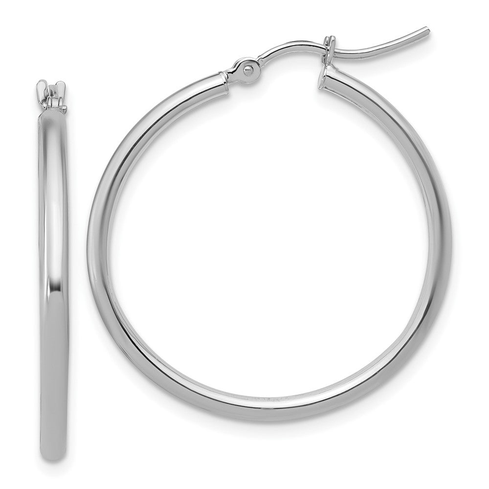 Polished;14K White gold;Hinged post