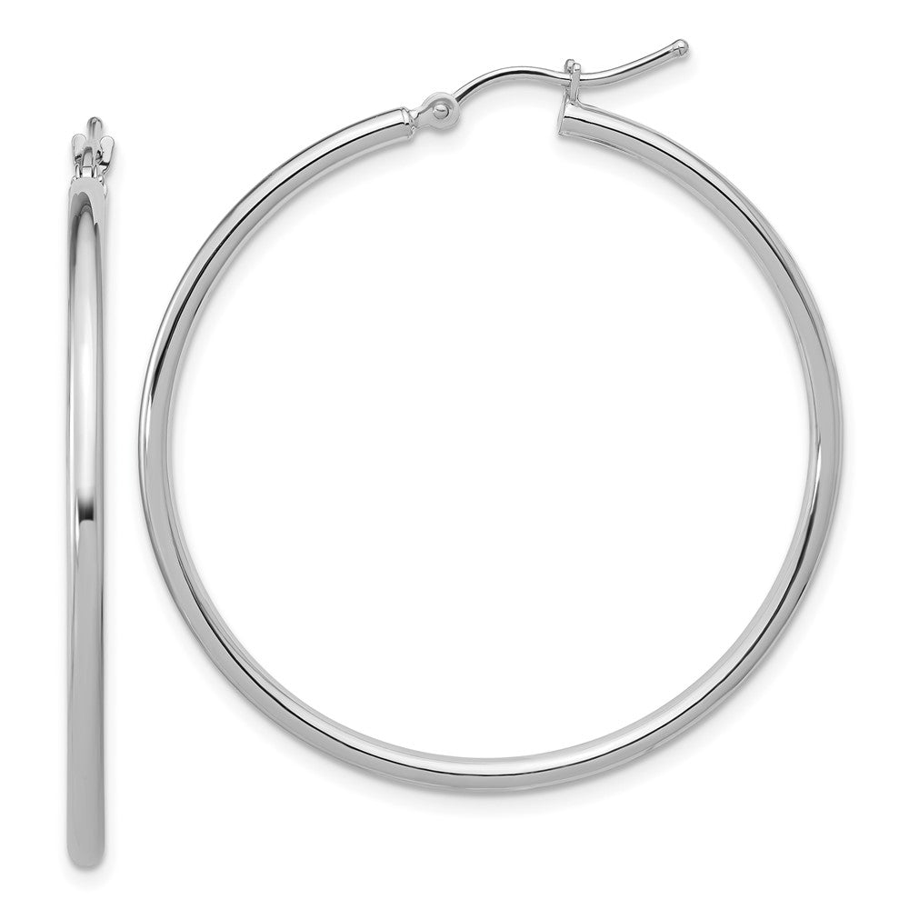 Polished;14K White gold;Hinged post