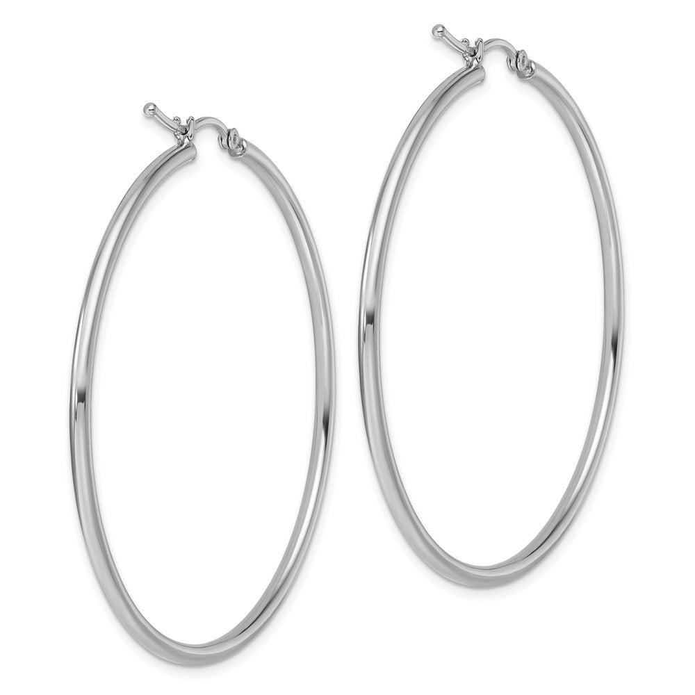 14K White Gold Polished Hoop Earrings