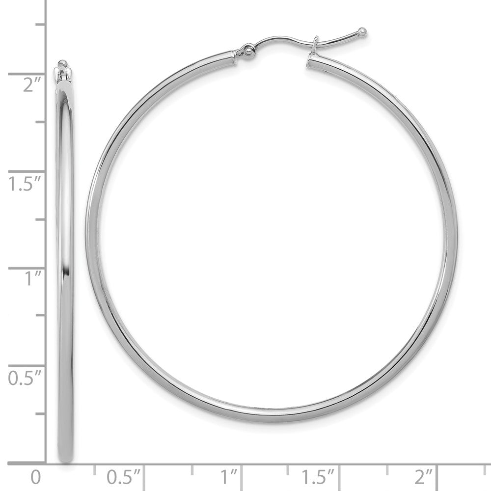 14K White Gold Polished Hoop Earrings