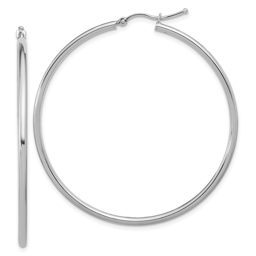 Polished;14K White gold;Hinged post