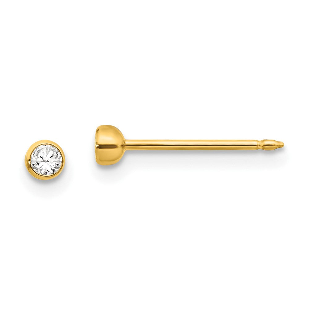 Polished;14k Yellow gold;Post;Crystal